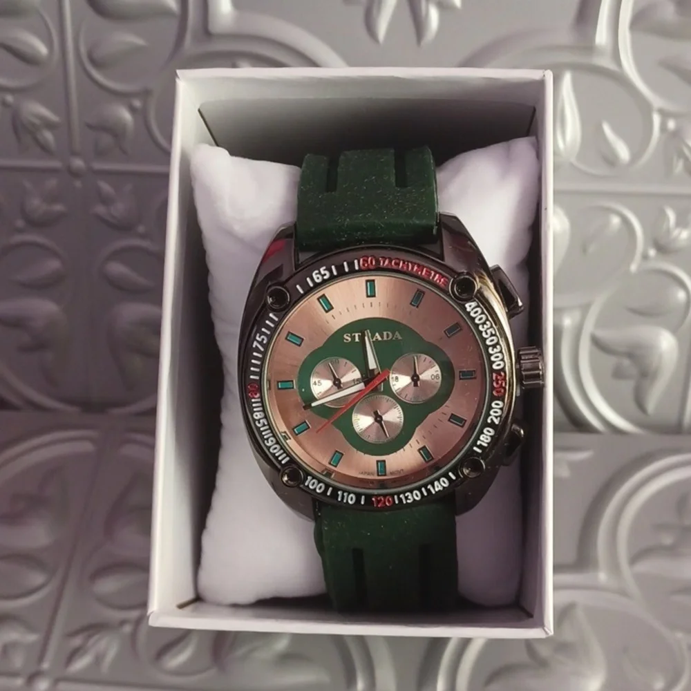 Strada Gold Dial with Green Strap Watch